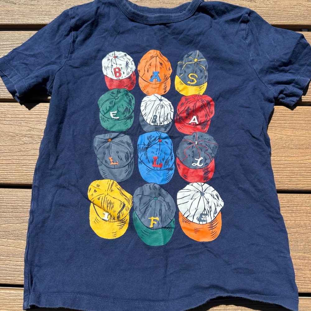 Gap Kids Navy Blue Baseball‎ Life Graphic Tee Organically Grown Cotton Size M